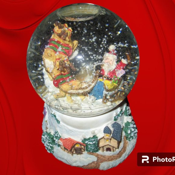Rudolph and Santa Music Snow Globe with box